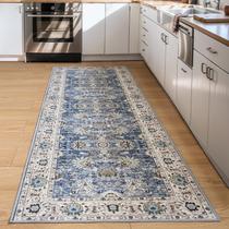 Passadeira ULTSOFE Lavável Antiderrapante Boho Floral 60x180cm Azul Passadeira ULTSOFE Lavável Antiderrapante Boho Floral 60x180cm Azul