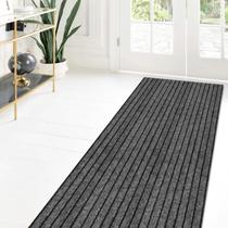 Passadeira ZGR HOME&GARDEN 122 x 396 cm Cinza e Preto Listrada
