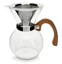 Passador de Café em Vidro Borossilicato com Alça de Bambu e Filtro em Inox 650 ml - Mimo Style - VD20031 Passador de Café em Vidro Borossilicato com Alça de Bambu e Filtro em Inox 650 ml - Mimo Style - VD20031