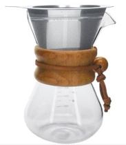 Passador de Café em Vidro Borossilicato com Laço de Bambu e Filtro em Inox 450 ml - Mimo Style - VD20032
