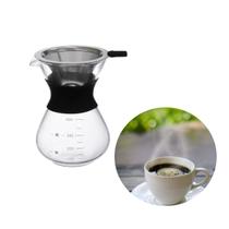 Passador De Café Vidro E Coador Inox 400ml Alça