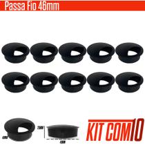 Passador de Fio 46mm Preto para Furo de Mesa Jogo com 10 Peças