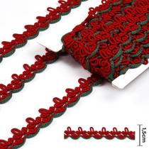 Passamanaria Amelia Vermelho e Verde 1,5cm - 10 Metros