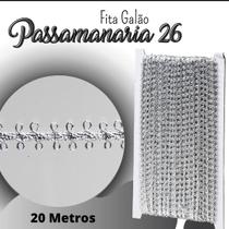 Passamanaria Prata - Fita Galão - Rolo C/20 Metros - 26 Nybc