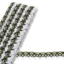 Passamanaria Renda 17mm 8300 Branco/Verde Musgo São José 10 Metros
