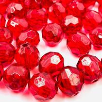 Passante Bola Facetada Vermelho Transparente 18mm 10pçs 28g Passante Bola Facetada Vermelho Transparente 18mm 10pçs 28g