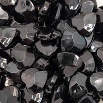 Passante Coração Facetado Acrílico Preto15x15mm 10pçs 10g Passante Coração Facetado Acrílico Preto15x15mm 10pçs 10g