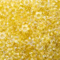 Passante Flor Acrílico Amarelo Irisado 6 Pétalas 13mm 200pçs 60g