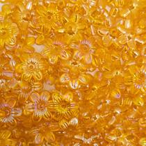 Passante Flor Acrílico Laranja Irisado 6 Pétalas 13mm 100pçs 30g