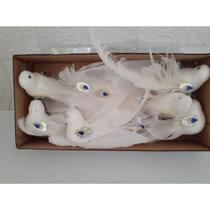 Passarinho Artificial Decorativo Branco Com Glitter Enfeite 1 UNIDADE