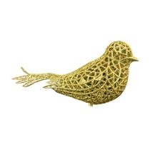 Pássaro artificial de 16cm com clipe decorações de árvore de Natal Adorável pássaro styling ornamento bonito glitter birds adereços fotografia - Ouro