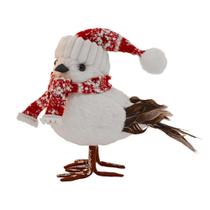 Pássaro Com Gorro Vermelho E Branco 25X11x31cm - Bela Flor Pássaro Com Gorro Vermelho E Branco 25X11x31cm - Bela Flor