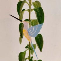 Pássaro de Madeira Beija Flor Azul Claro - Lojinha Uai
