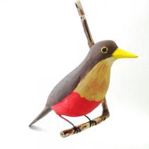 Pássaro de Madeira Sabiá Grande - Lojinha Uai