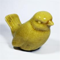 Pássaro Tataqui Pequeno Decorativo Em Cerâmica Amarelo