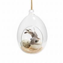 Pássaros Ovo Vidro 13CM Delicado Mini Decoração Luxo Casa Jardim Terrário Artesanal Pendente Cordão