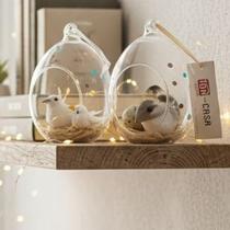 Pássaros Ovo Vidro 13CM Delicado Mini Decoração Luxo Casa Jardim Terrário Artesanal Pendente Cordão