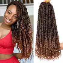 Passion Twist Crochet Hair Leeven, 8 pacotes com 18 cm de pontas encaracoladas