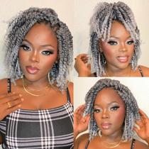 Passion Twist Hair LOSMOEER, pré-torcido, 20 cm, 8 pacotes, cinza