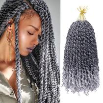 Passion Twist Hair LOSMOEER, pré-torcido, 30 cm, 8 pacotes, cinza