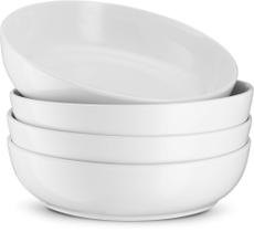 Pasta Bowl KooK Ceramic de grande capacidade, 1,2 L, conjunto de 4 brancos