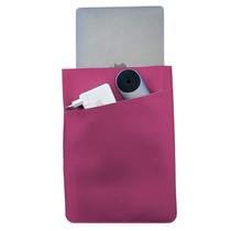 Pasta Case Para Notebook De Couro Pink Com Bolso - 13