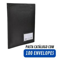 Pasta Catálogo Com 10 / 50 / 100 Envelopes 4 Colchetes E Visor