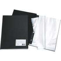 Pasta Catálogo Ofício com 100 Envelopes Finos Preta - PVC