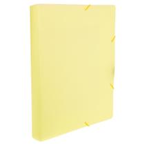 Pasta com Aba e Elástico Ofício 4cm Linho Serena Dello - Amarelo Pastel