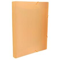 Pasta com Aba e Elástico Ofício 4cm Linho Serena Dello - Mamão Papaya Pasta com Aba e Elástico Ofício 4cm Linho Serena Dello - Mamão Papaya