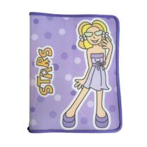 Pasta com Zíper Colegial Yes Angels Stars Lilás Estampado com Bolso Interno Escolar Documentos