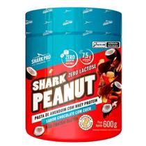Pasta de Amendoim Chocolate e Coco 600g Whey 7,5g Proteina Shark Pro