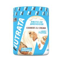 Pasta de Amendoim com Whey 600g - Cookies & Cream - Nutrata Pasta de Amendoim com Whey 600g - Cookies & Cream - Nutrata