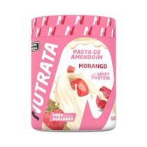 Pasta de Amendoim com Whey Protein (600g) - Sabor: Morango