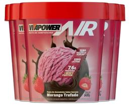 Pasta de Amendoim com Whey Protein Sabor Morango Trufado 600g-Vitapowe -Kit com 02 Unidades