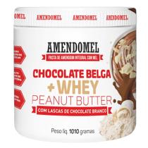 Pasta de Amendoim Integral - Chocolate belga + Whey (1010g) - AmendoMel - Thiani Alimentos