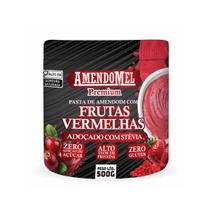 Pasta De Amendoim Sabor Frutas Vermelhas Adoçado Com Stévia 500g Amendomel