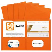 Pasta de Arquivo RAZCC Pacote com 50 Unidades, 2 Bolsos, Tamanho Carta, Laranja