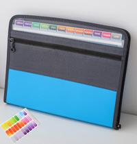Pasta de arquivos expansível NAFY 13 bolsos A4 com zíper azul Pasta de arquivos expansível NAFY 13 bolsos A4 com zíper azul