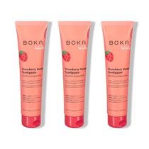 Pasta de dente Boka Nano Hydroxyapatite Strawberry Mango 120mL, pacote com 3 unidades