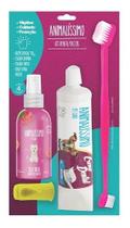 Pasta De Dente Cães Pet + Escova + Dedeira + Spray Bucal Tutti Fruti
