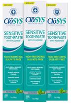 Pasta de dente com flúor sensível CloSys 198g Gentle Mint, pacote com 3 Pasta de dente com flúor sensível CloSys 198g Gentle Mint, pacote com 3