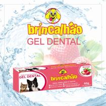 Pasta de Dente Gel Dental Morango para Pets Brincalhão Para Cachorros e Gatos - 60g