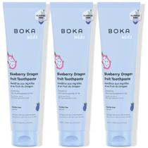 Pasta de dente infantil Boka Blueberry Dragon Fruit Nano 113 ml, pacote com 3