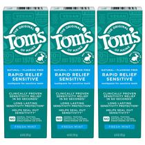 Pasta de Dente Tom's of Maine Rapid Relief Sensitive - Pacote com 3 Unidades (120ml cada) Pasta de Dente Tom's of Maine Rapid Relief Sensitive - Pacote com 3 Unidades (120ml cada)