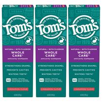 Pasta de Dente Tom's of Maine Whole Care com Flúor - Pacote com 3 Unidades (120ml cada)