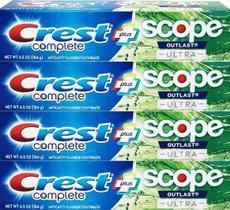 Pasta de dentes Crest Complete Whitening Plus Scope Outlast 184g x4 Pasta de dentes Crest Complete Whitening Plus Scope Outlast 184g x4