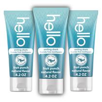 Pasta de dentes hello Smiling Shark, ponche de frutas sem flúor 125 ml x3