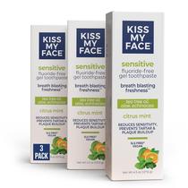 Pasta de Dentes Kiss My Face - Gel Sensível de Menta Cítrica (133ml - Pacote com 3)