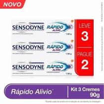 Pasta De Dentes Sensodyne Rápido Alívio e Proteção Duradoura Em Creme Sem Glúten Pacote X 3 270 G